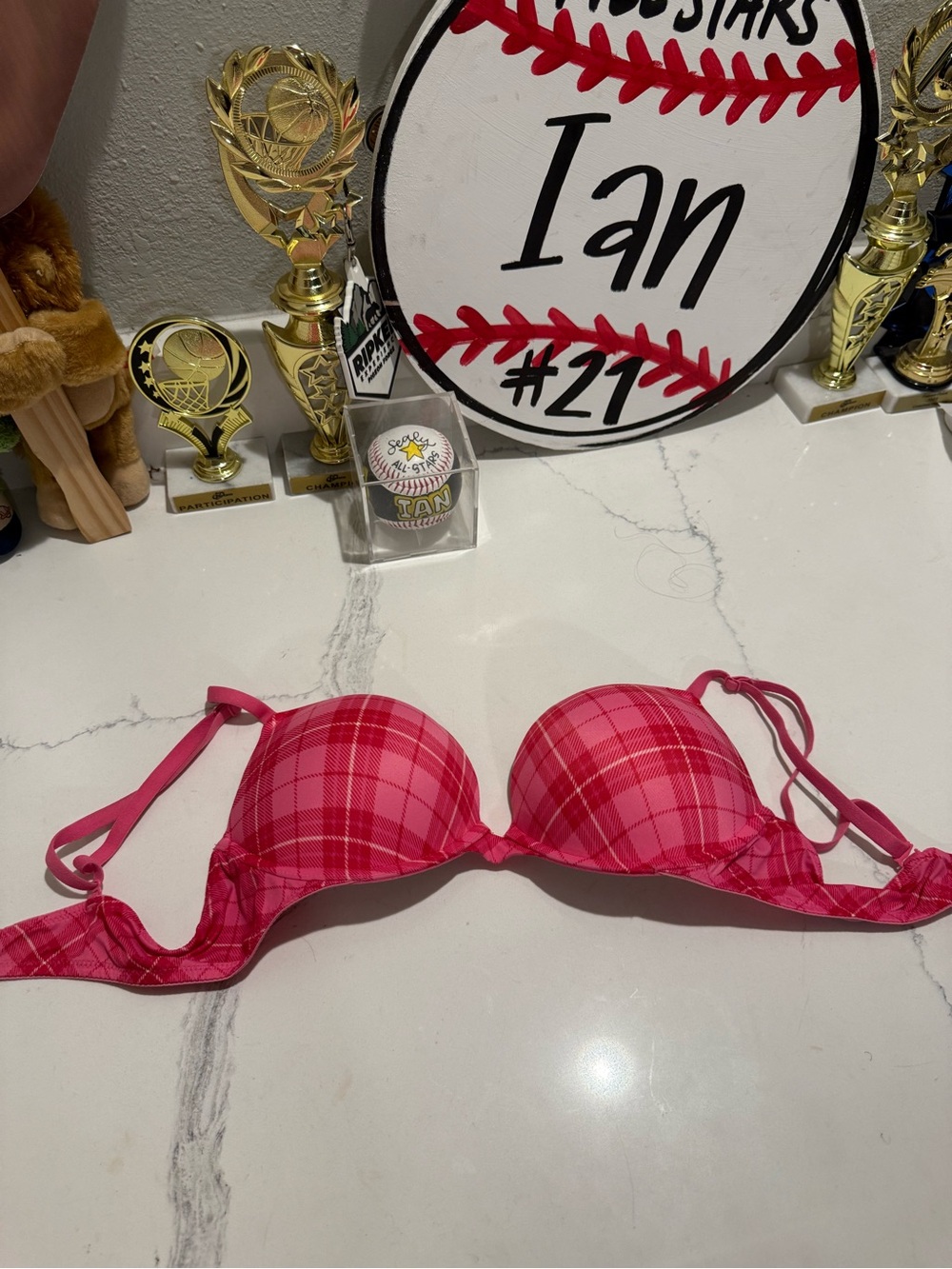 Victoria's Secret Hot Pink Plaid Push-Up Bra